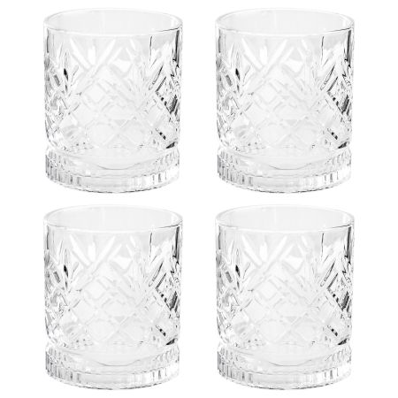 Gibson Home 4 Piece 13 Ounce Diamond Embossed Double Old Fashioned Glassware Set