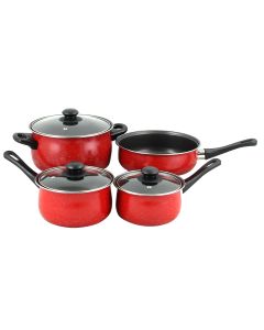 Casselman 7 piece Cookware Set in Red with Bakelite Snow Handle