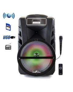 beFree Sound 12 Inch Bluetooth Rechargeable Portable PA Party Speaker with Reactive LED Lights