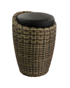 Elama 1 Piece Wicker Outdoor Ottoman Chair in Brown and Black