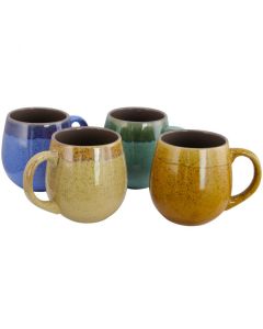 Gibson Home Hanbury 18 oz Barrel Shape Mug Set, Set of 4 Assorted Colors