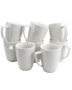 Gibson Home Zen Buffetware 12 oz. Square Ceramic Mug Set in White, Set of 8