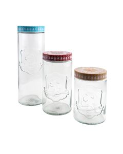 General Store Hollydale 3 Piece Canister Set with Decorated Steel Lids