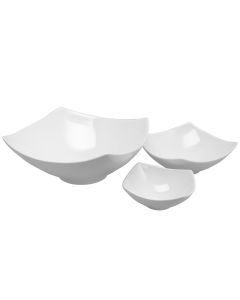 Gibson Elite Gracious Dining 3-Piece Stoneware Square Bowl Set in White