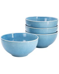 Meritage Sussex 4 Piece 6 Inch Reactive Glaze Stoneware Cereal Bowl Set in Blue