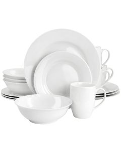 Gibson Home White Cloud Fine Ceramic 16 Piece Dinnerware Set in White