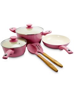 Gibson Home Plaza Caf&eacute; 7 Piece Aluminum Nonstick Cookware Set in Lavender