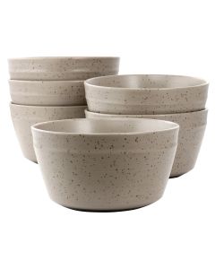 Gibson Milbrook 6 Piece 6 Inch Round Stoneware Bowl Set in Mocha