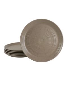 Gibson Milbrook 6 Piece 10 Inch Round Stoneware Dinner Plate Set in Mocha