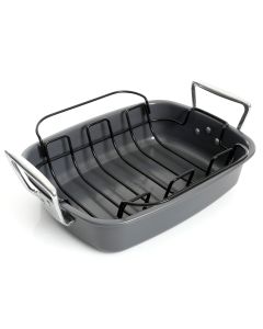 Kenmore Travens 17 Inch Carbon Steel Roaster in Grey with Rack in Black
