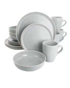 Gibson Elite Serenade 16 Piece Round Stoneware Dinnerware Set in Light Grey
