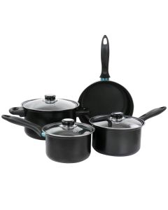 Gibson Home Newton 7 Piece Carbon Steel Cookware Set in Black