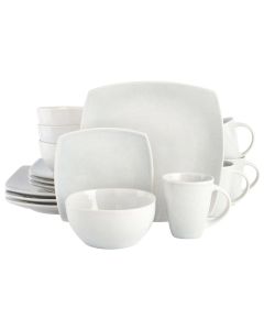 Gibson Home Soho Lounge 16 Piece Soft Square Stoneware Dinnerware Set in Stone Grey