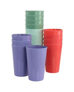Gibson Home Zelly Melamine 16oz 16 Piece Tumbler Set in Assorted Colors