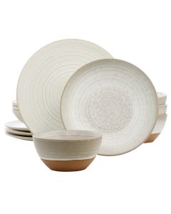 Gibson Elite 12 Piece Dreamweaver Round Earthenware Dinnerware Set in Matte White