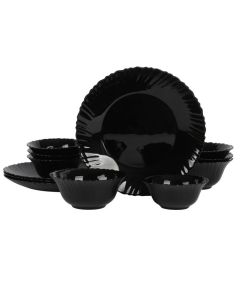 Ultra by Gibson Bandini 12 Piece Glass Dinnerware Set in Black
