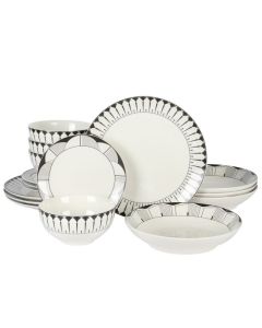 Gibson Home Aracama 16 Piece Double Bowl Decorated Dinnerware Set