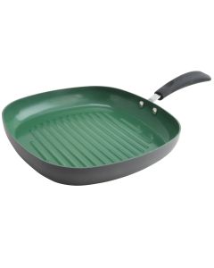 Eco-Friendly Home Hummington 11 inch Green Ceramic Non-Stick Grill Pan in Matte Grey