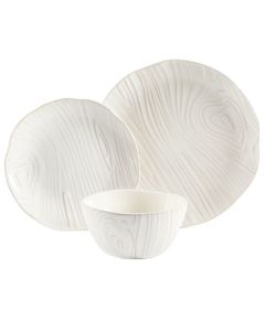 Martha Stewart Faux Bois 12 Piece Stoneware Dinnerware Set in White