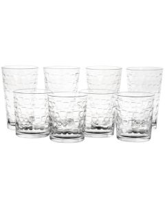 Gibson Home Canton 16 Piece Embossed Square Glassware Tumbler Set