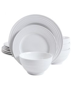 Gibson Home Plaza Cafe 12 Piece Dinnerware Set in White