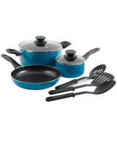 Gibson Home Palmer 8-Piece Cookware Set in Turquoise