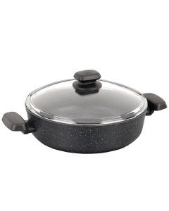 Korkmaz Ornella Non Stick 10 Inch 3.5 Liter Low Casserole with Lid in Black