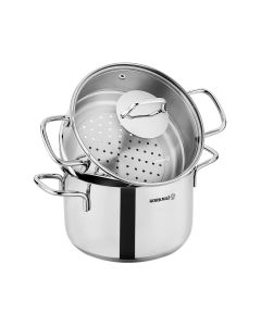 Korkmaz Perla 3 Piece 6.9 Liter Stainless Steel Casserole Steamer with Lid in Silver