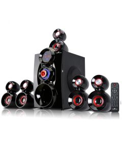 beFree Sound 5.1 Channel Surround Sound Bluetooth Speaker System- Red