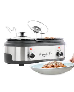 MegaChef Dual 1.5 Quart Crock Buffet Slow Cooker